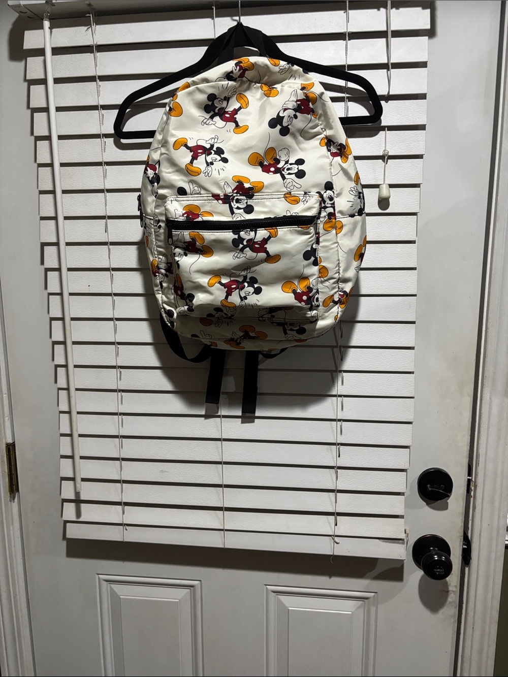 Mickey Mouse Bioworld off White Cartoon-Print Backpack with Front Zip Pocket